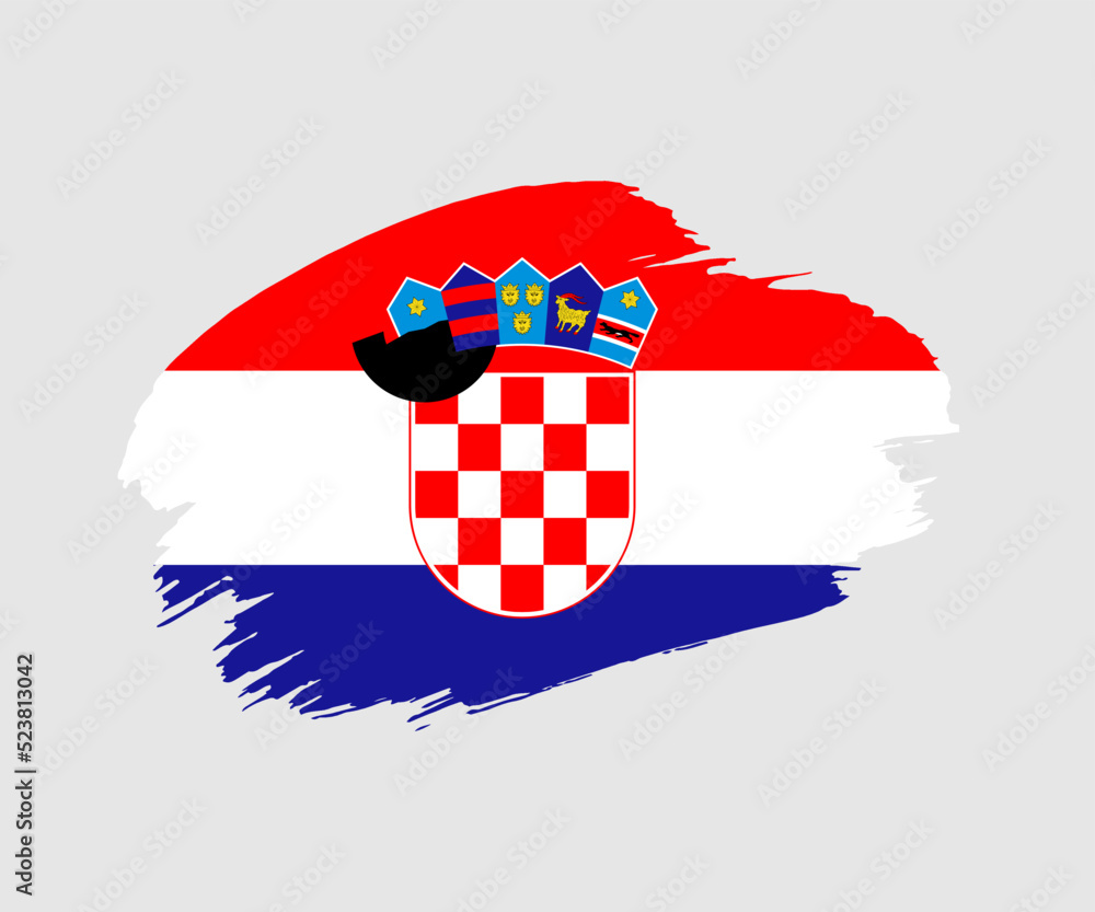 Abstract creative painted grunge brush flag of Croatia country with background