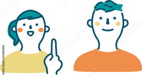 笑顔のカップル　セット　イラスト素材
