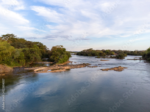 Brazil nature in long river surrounded by forest and river islands, Tocantins 