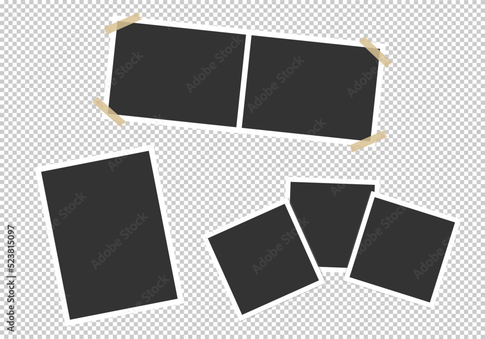 Set of photo Frames. Template for your photos isolated on transparent background. Vector illustration. Set of photo Frames. Template for your photos isolated on transparent background. Vector illustration.