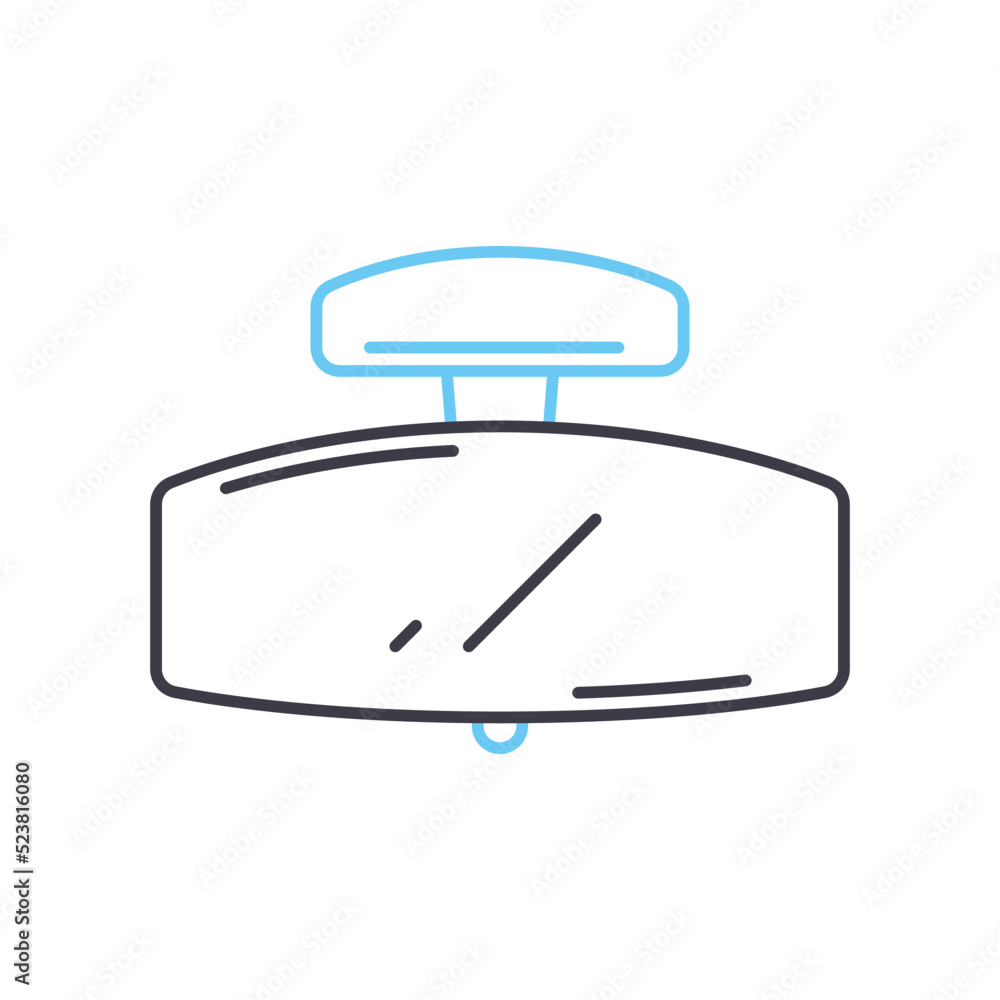 rear view mirror line icon, outline symbol, vector illustration, concept sign rear view mirror line icon, outline symbol, vector illustration, concept sign