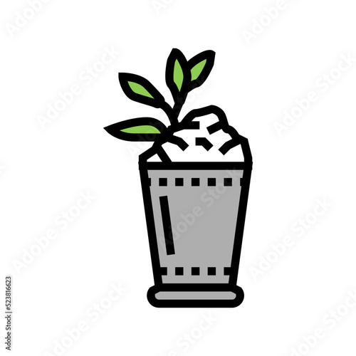 mint julep cocktail glass drink color icon vector illustration