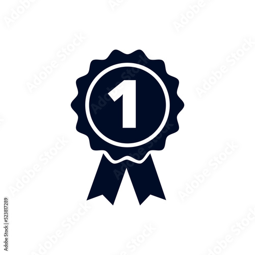 First place medal vector flat icon in dark blue, vector illustration, number 1.