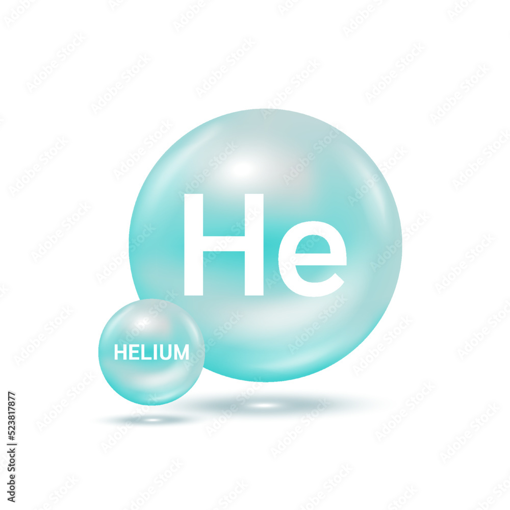 Helium molecule models blue. Natural gas. Ecology and biochemistry concept. Isolated spheres on white background. 3D Vector Illustration. Helium molecule models blue. Natural gas. Ecology and biochemistry concept. Isolated spheres on white background. 3D Vector Illustration.