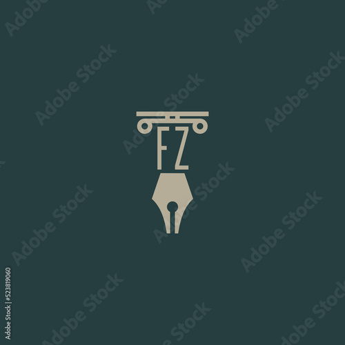 Initial FZ design modern legal attorney law firm lawyer advocate consultancy business logo vector