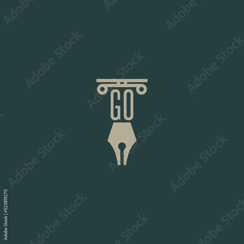 Initial GO design modern legal attorney law firm lawyer advocate consultancy business logo vector