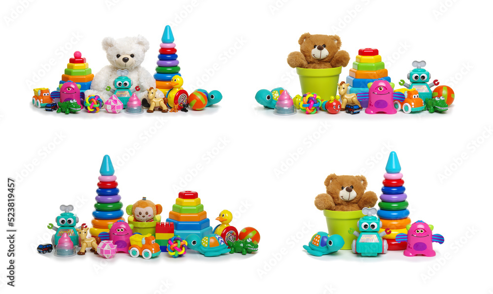 Toys set collection isolated on white Toys set collection isolated on white