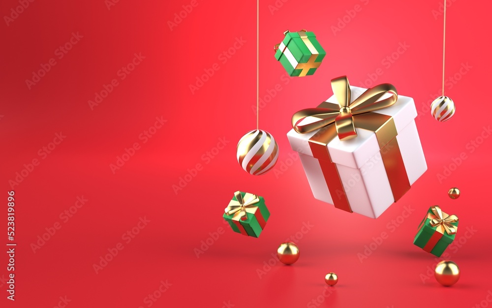 Isolated Christmas Gift. 3D Render