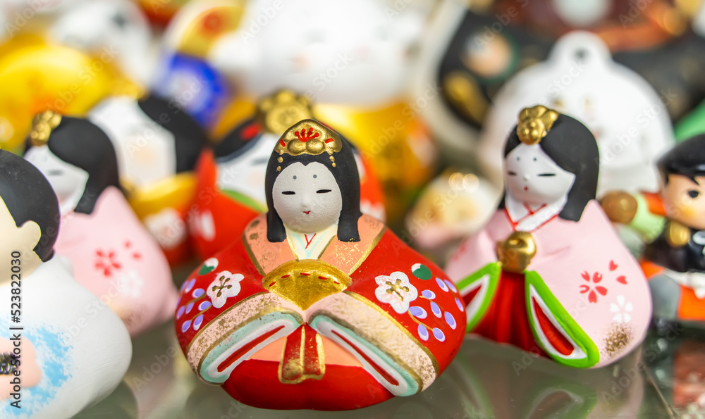 Traditional Japanese dolls used for a Hinamaturi festival for girls