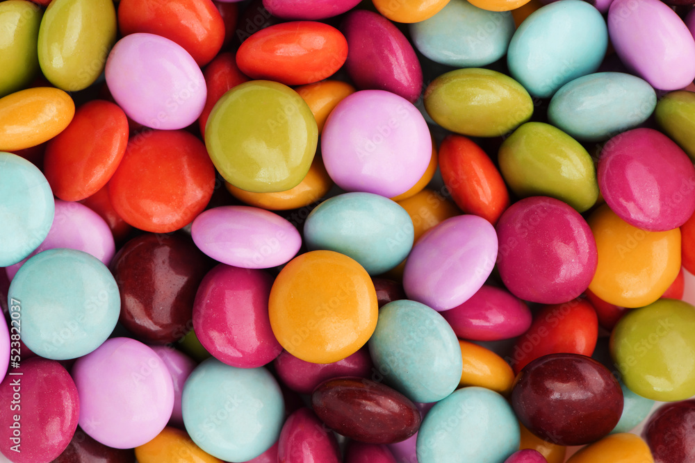 Sugar or Candy coated chocolate shot from above. Sugar or Candy coated chocolate shot from above.