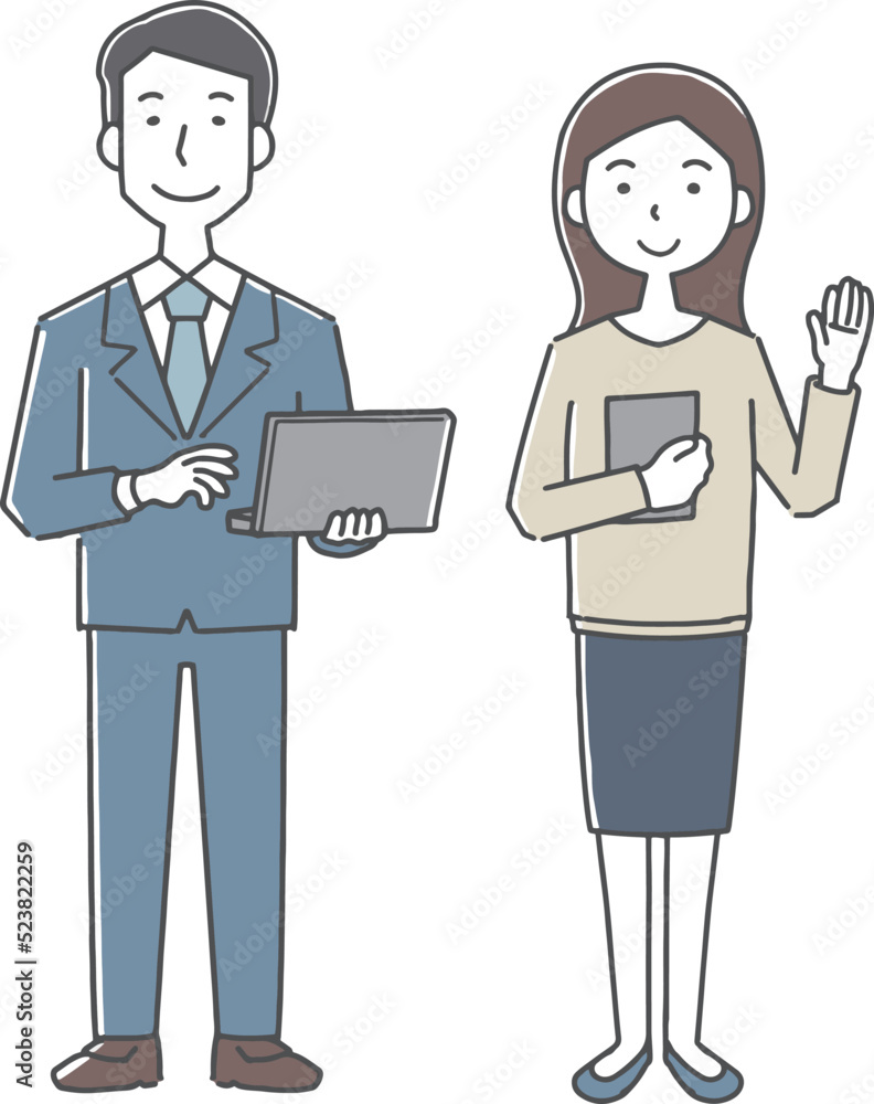 オフィスで働く男女