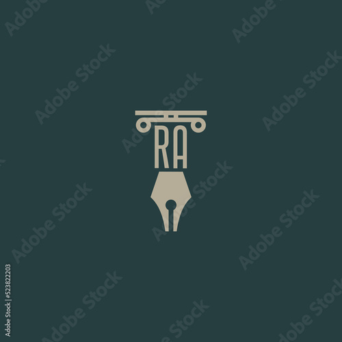 Initial RA design modern legal attorney law firm lawyer advocate consultancy business logo vector