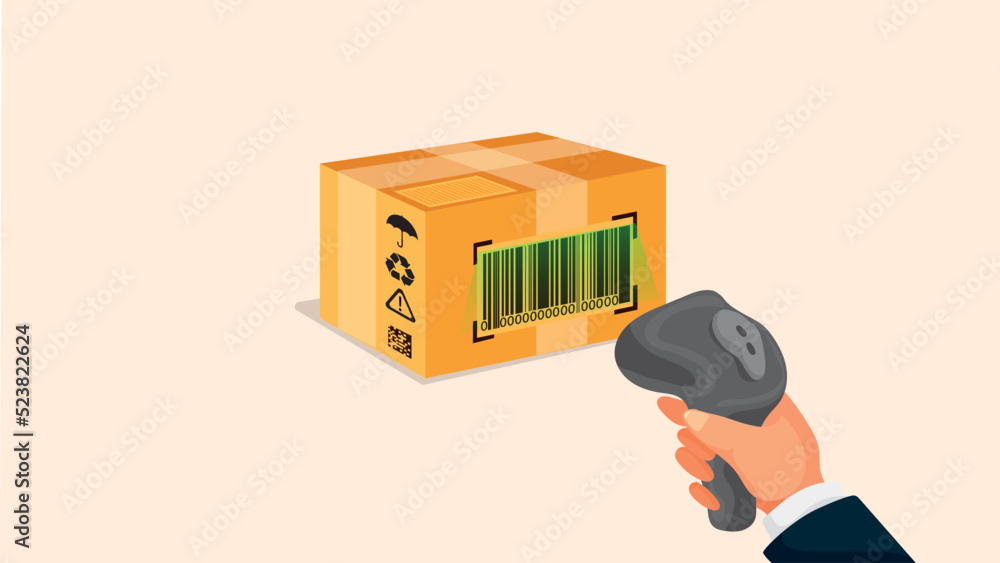 Scanning barcode vector illustration. Equipment for accounting of goods