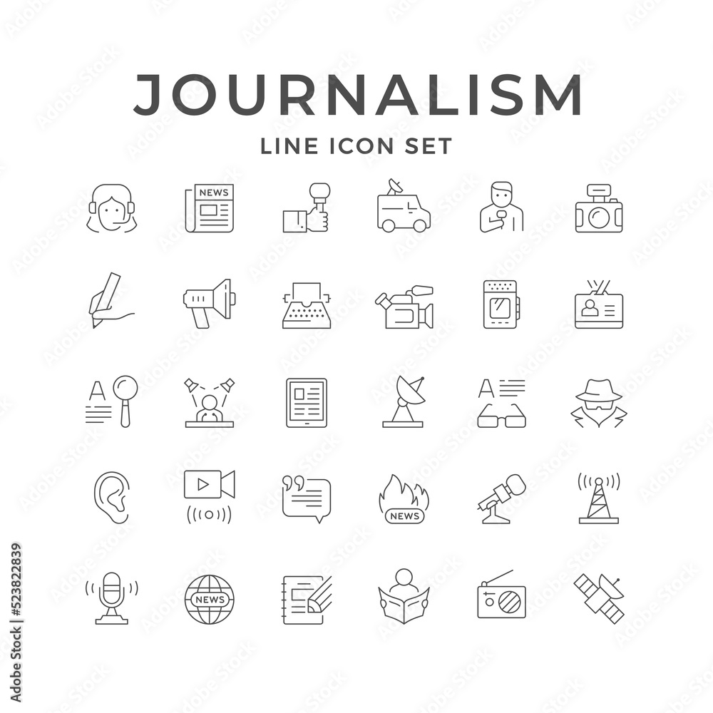 Set line icons of journalism Set line icons of journalism