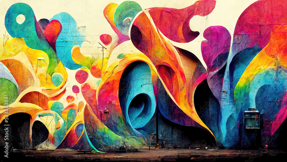 Fototapeta premium Colorful graffiti on urban wall as street art concept illustration