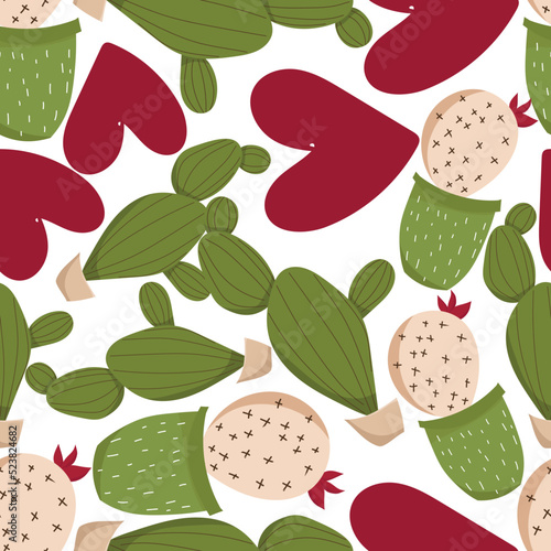 cute cartoon cactus seamless pattern