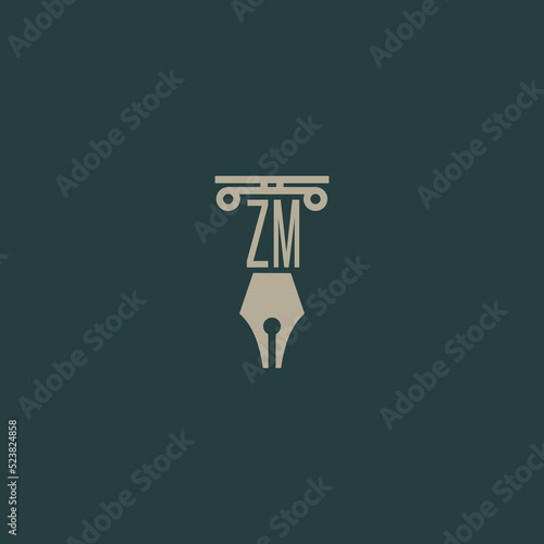 Initial ZM design modern legal attorney law firm lawyer advocate consultancy business logo vector