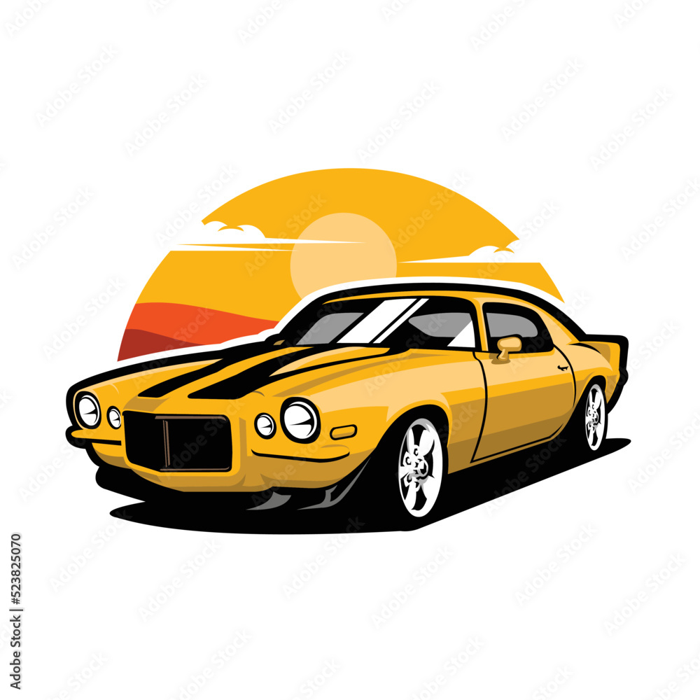 American muscle car vector illustration isolated