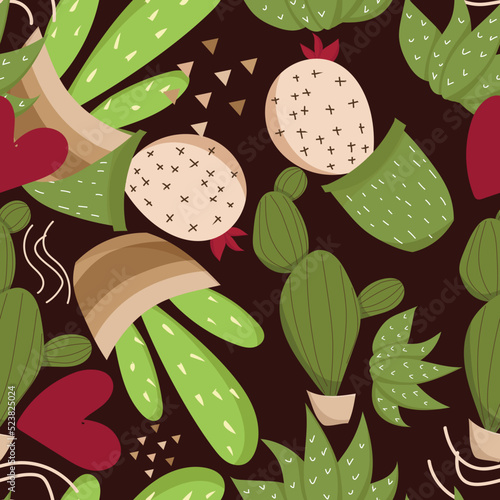 cute cartoon cactus seamless pattern
