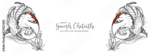 Religious happy ganesh chaturthi indian festival banner celebration card design