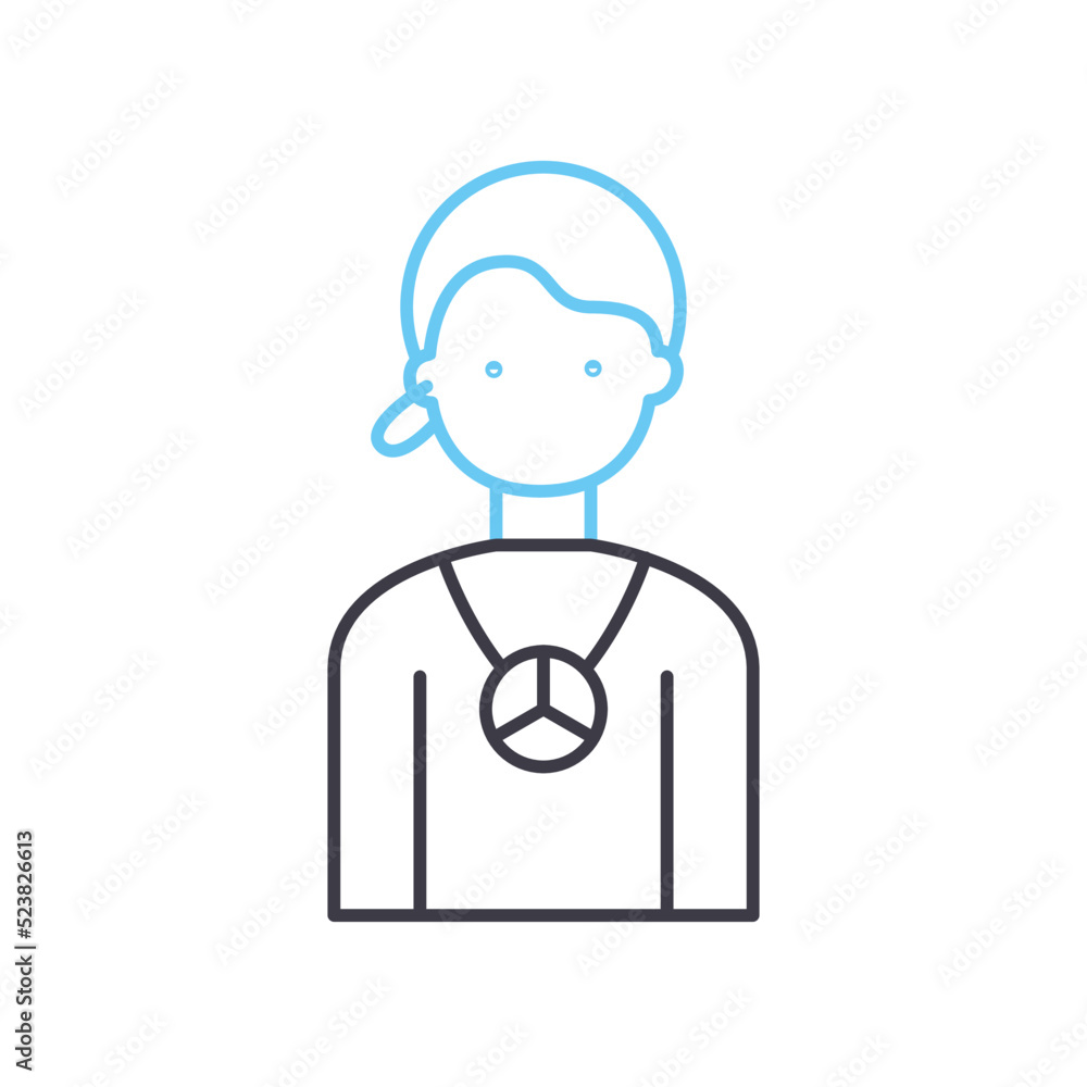 young kid avatar line icon, outline symbol, vector illustration, concept sign