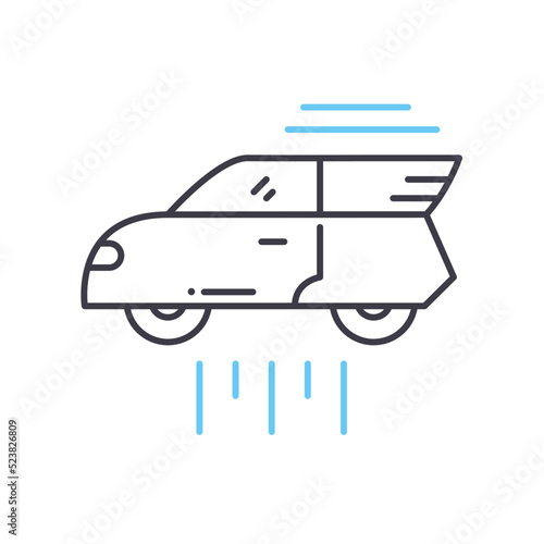 hover car line icon, outline symbol, vector illustration, concept sign