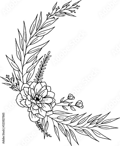 Floral Blumenkranz Line Art