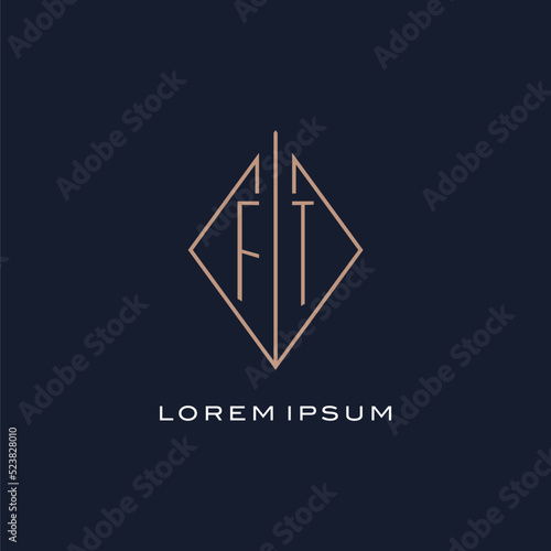 Monogram FT logo with diamond rhombus style, Luxury modern logo design photo