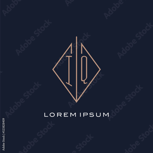 Monogram IQ logo with diamond rhombus style, Luxury modern logo design