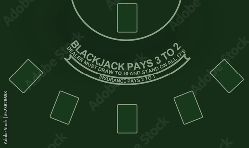 Blackjack gamble table. vector illustration