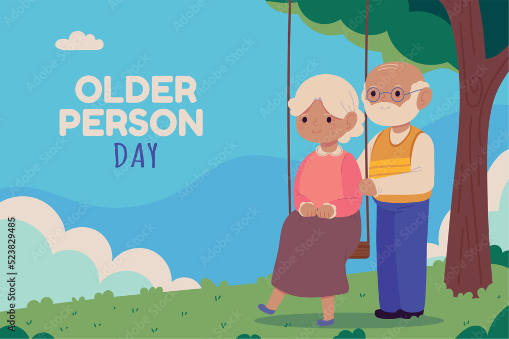 Fototapeta premium old couple cartoon