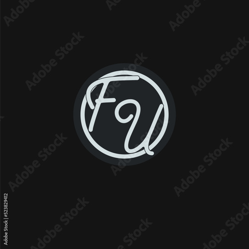 Initials FU logo monogram with simple circle line design inspiration