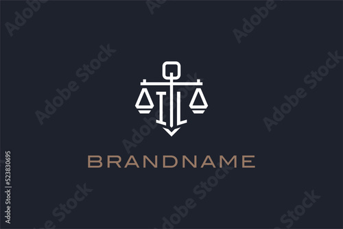 Initials IL logo for law firm with shield and scales of justice modern style
