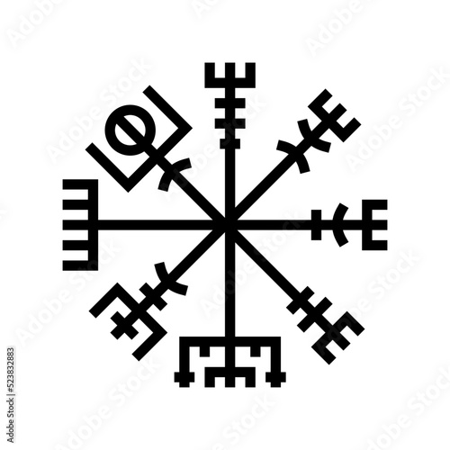 emblem viking color icon vector illustration