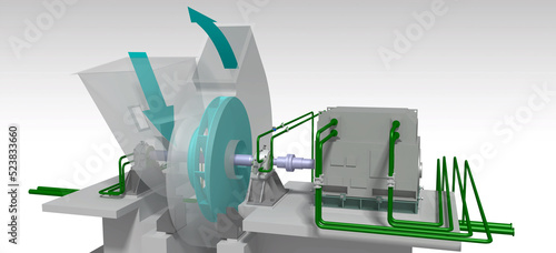 Fotografia induced draft fan 3D illustration