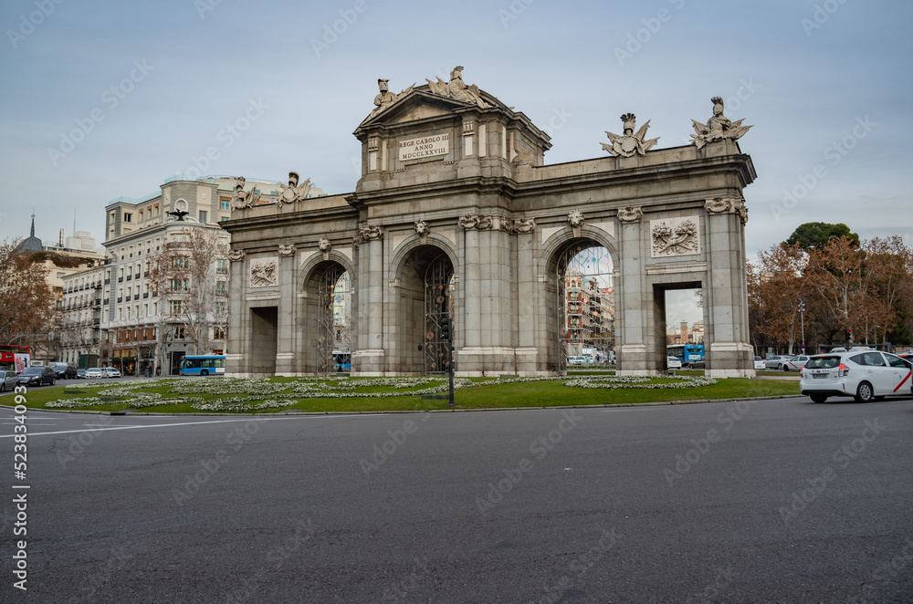 roundabout triumph arch in madrid spain europe