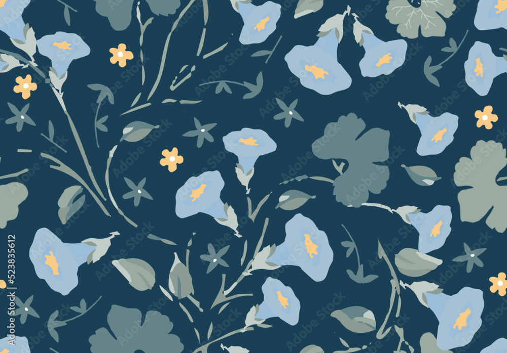 DAFFODIL FLORAL REPEAT SEAMLESS PRINT PATTERN VECTOR