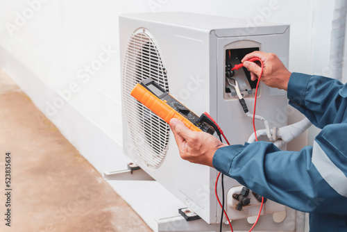 air condition outdoor unit compressor install outside the building.