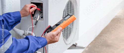 Obraz na plátne air condition outdoor unit compressor install outside the building