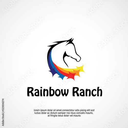 Horse rainbow ranch logo design idea