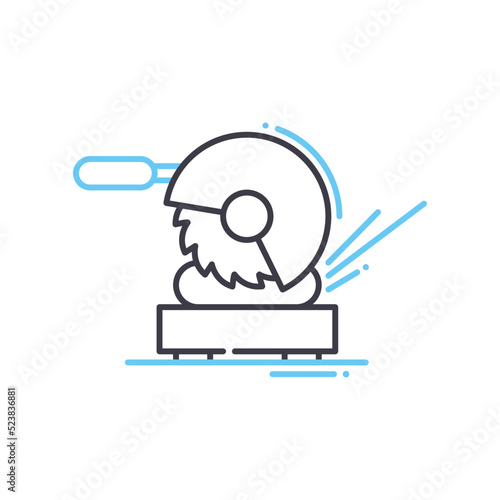 steel cut off machine line icon, outline symbol, vector illustration, concept sign