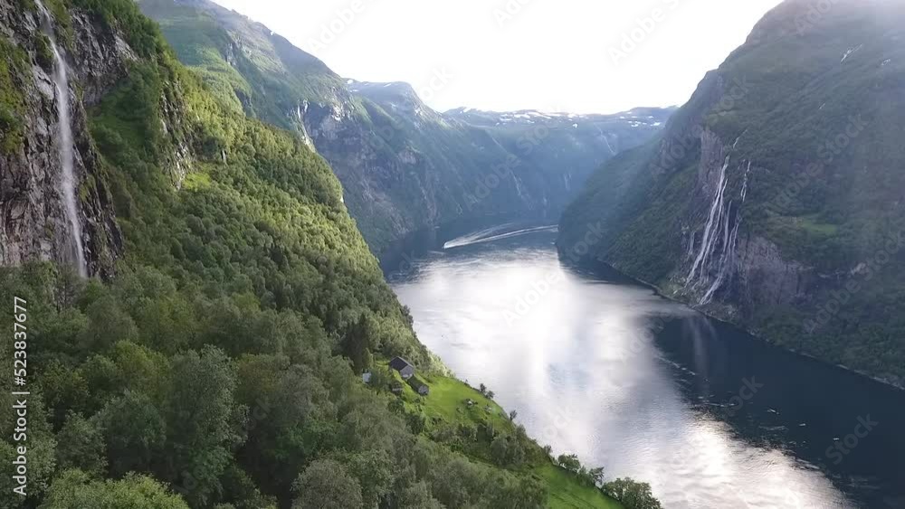 Cruise ship in the Geirangerfjord in Geiranger, Norway Cruise ship in the Geirangerfjord in Geiranger, Norway