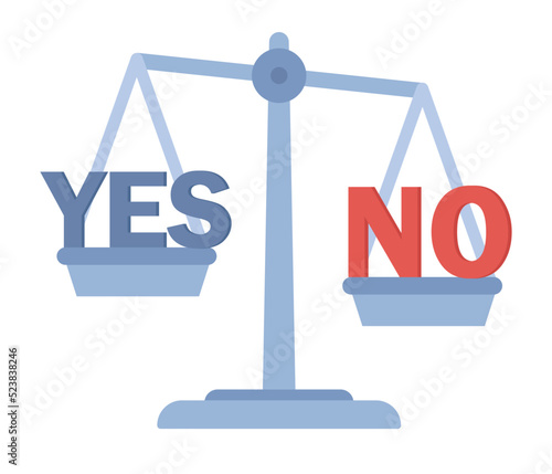 Yes or no on scales icon. Decision making. Vector flat illustration  © Marta Sher