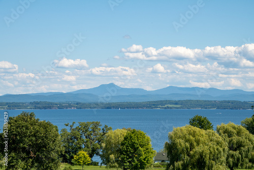 Lake Champlain and the Blue Mountains of Vermont seen from New York State