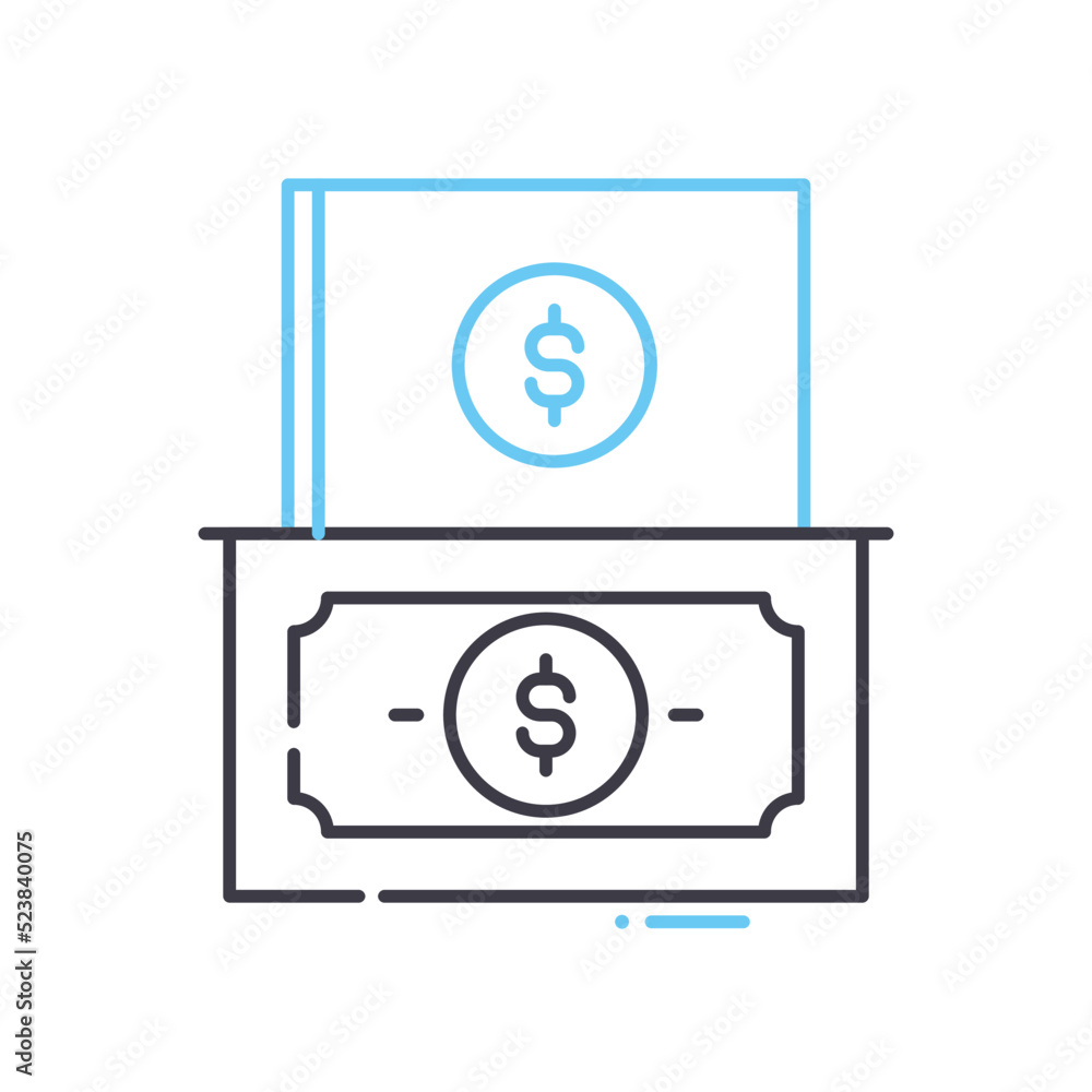 money reports line icon, outline symbol, vector illustration, concept sign