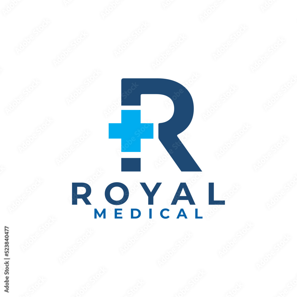 R letter medical cross symbol logo design Stock Vector | Adobe Stock