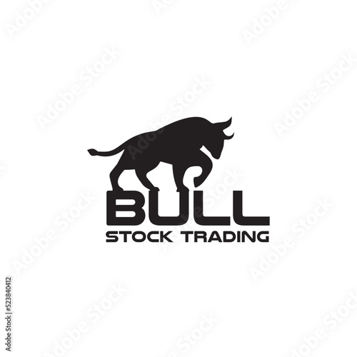 Bull animal as symbol logo for stock trader company