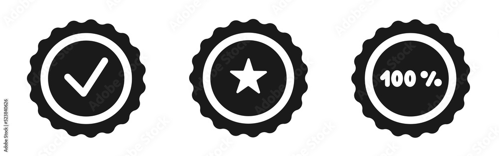 Label quality. Set of black and white stickers. Vector clipart isolated on white background. Label quality. Set of black and white stickers. Vector clipart isolated on white background.