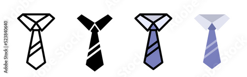 A set of ties and collars. Set of flat vector icons. Vector clipart isolated on white background.