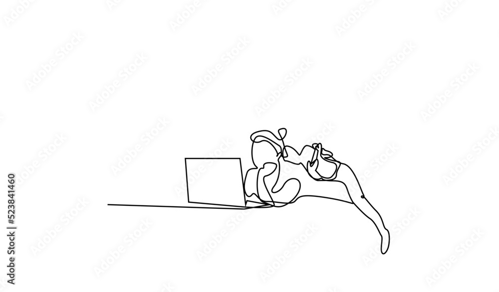 a mother and her child playing games with a phone in hand, lying comfortably at home in front of a laptop a mother and her child playing games with a phone in hand, lying comfortably at home in front of a laptop